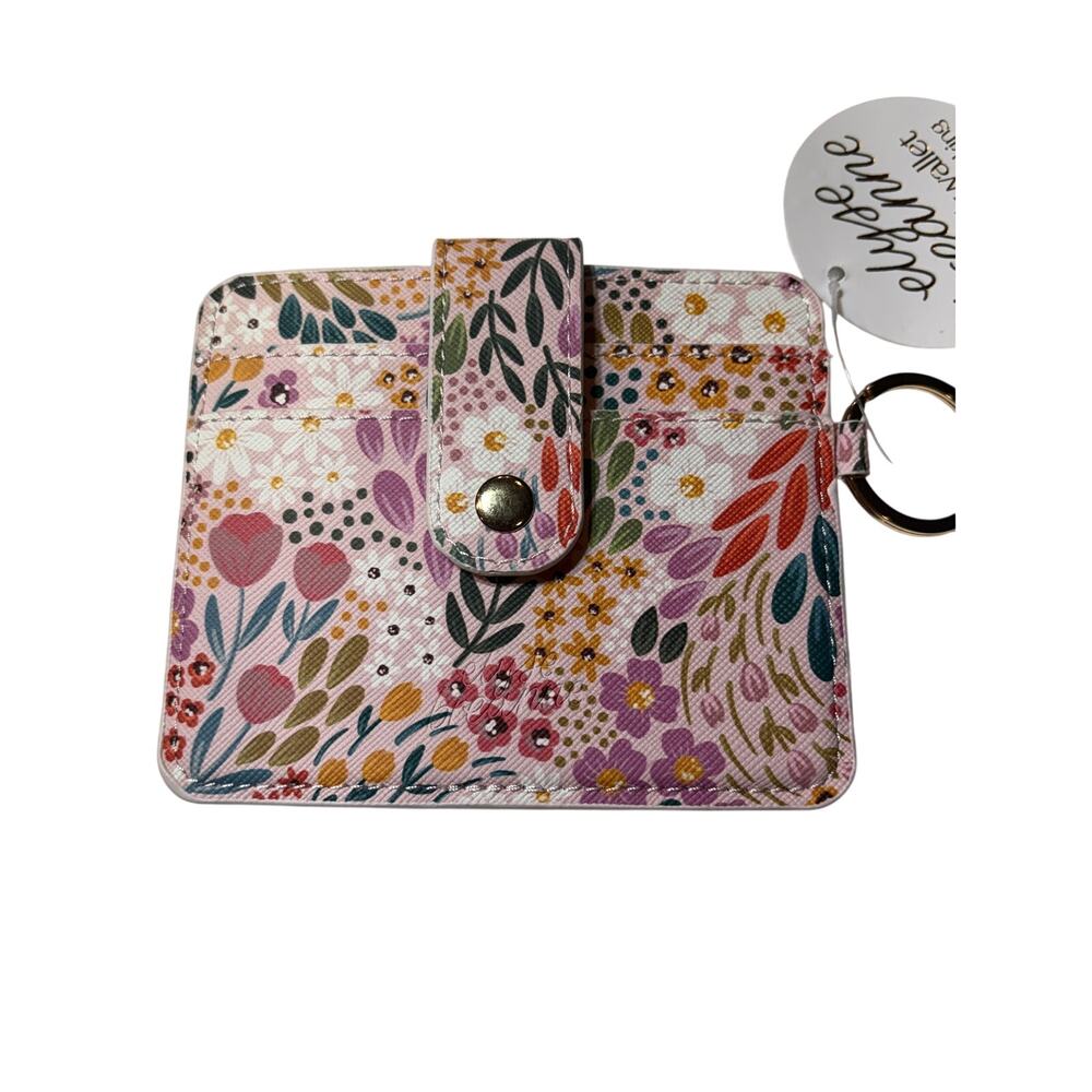 Elyse Breanne Floral Meadows Wallet Keychain Mushroom Leather NWT